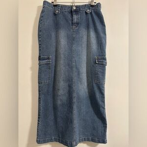 Vintage Funhouse Denim Maxi Skirt Size 9 Blue Jean Y2K   SKU 24